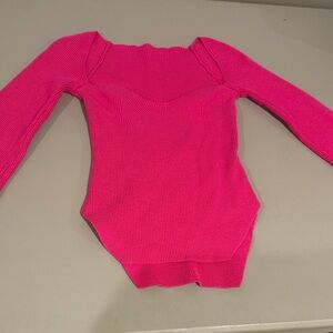 Hot Pink Ribbed Knit Top